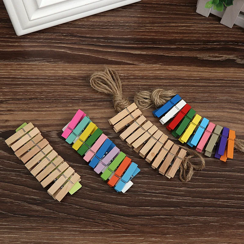 Smalll size Mini Wooden Clips 25/35/45/72mm Coloful Clips Photo Clips for sheets DTY Clothespin Craft Decor Clips Pegs