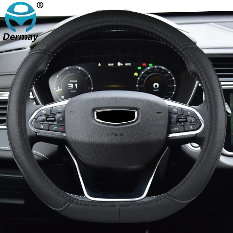 D Type Car Steering Wheel Cover Wrap For Geely Atlas 2016 - 2021 Coolray I 2020 2021 Emgrand 7 2018 - 2021 Emgrand GT 2015- 2021