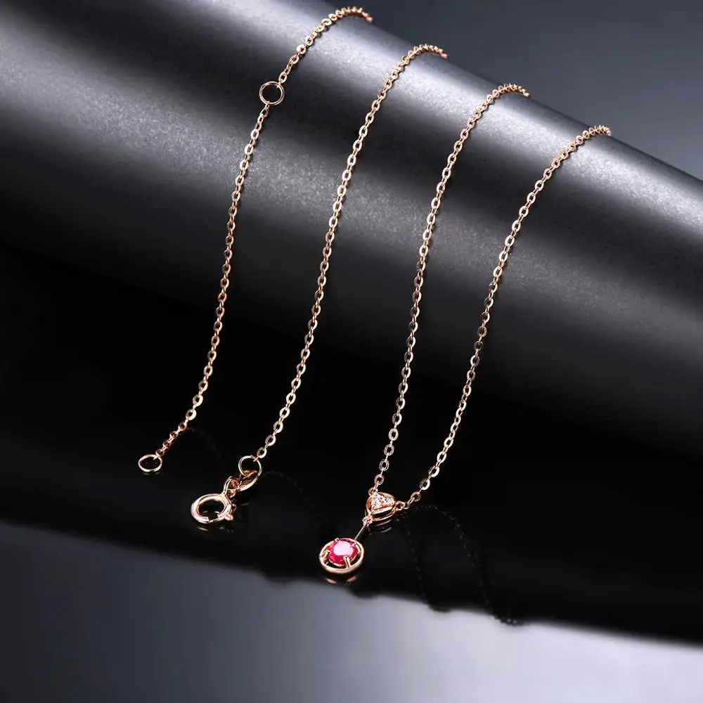 Imagem -03 - Link Corrente Colares Jóias Sólido 14k Amarelo Rosa Colar de Ouro para Presente Feminino Rubi Natural Real Diamante Tredy Jóias Finas lp