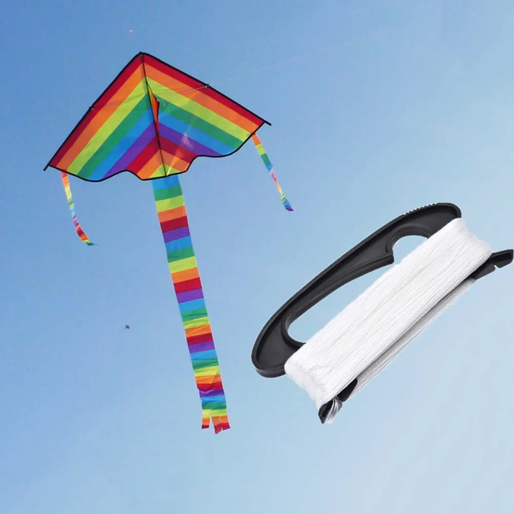 Black Kite Thread Winder with 100 Meters Flying Kite Line D Shape Plastic Kite Line Board Flying Kites Line Outdoor Toys