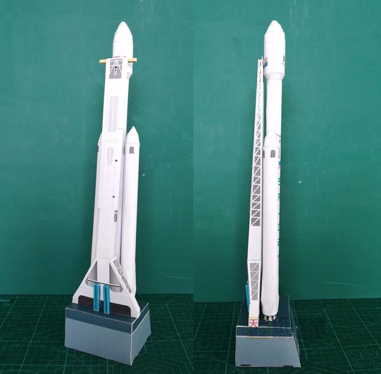 42cm 1:160 SpaceX Falcon Heavy-duty rakieta 3D Model papieru Puzzle uczeń ręcznie klasy DIY przestrzeń Papermodel Origami zabawka