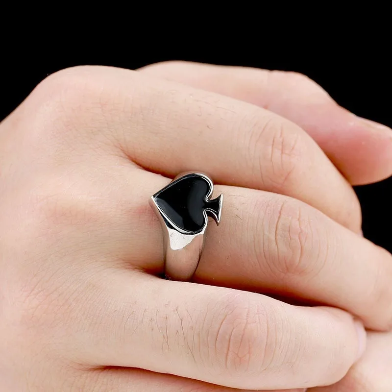 Simple Men/Women Ring Fashion Punk Polished Stainless Steel Poker Couple Rings Lovers Gifts