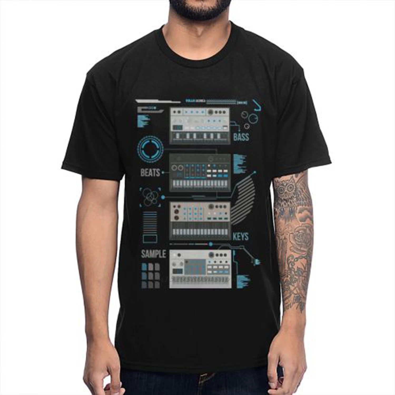 For Man Korg Volca Keys Series Basic Blue Music T shirt Quality Print Rock And Roll Round Collar Plus Size Tee Shirt