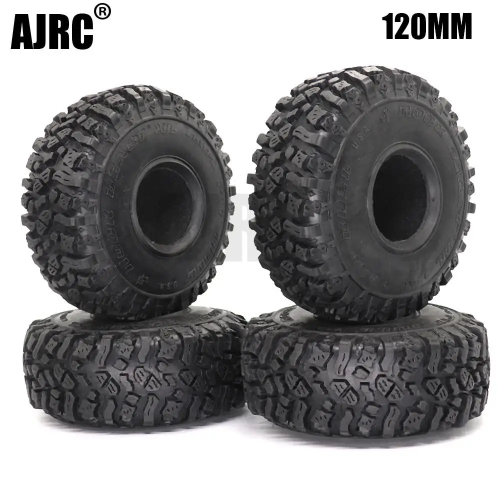 1/4pcs 120mm Rubber Mud Grappler Tires For 1:10 Rc Crawler Axial Scx10 Scx10 Ii 90046 90047 Trx-4 Defender Trx6 Yikong