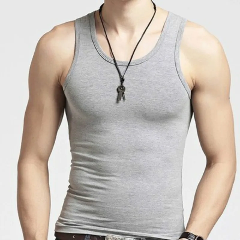 M-XXXL 3pcs Cotton Mens Underwear Sleeveless Solid Muscle Vest Undershirts neck Gymclothing Tank Top shirt Men Grey White Black