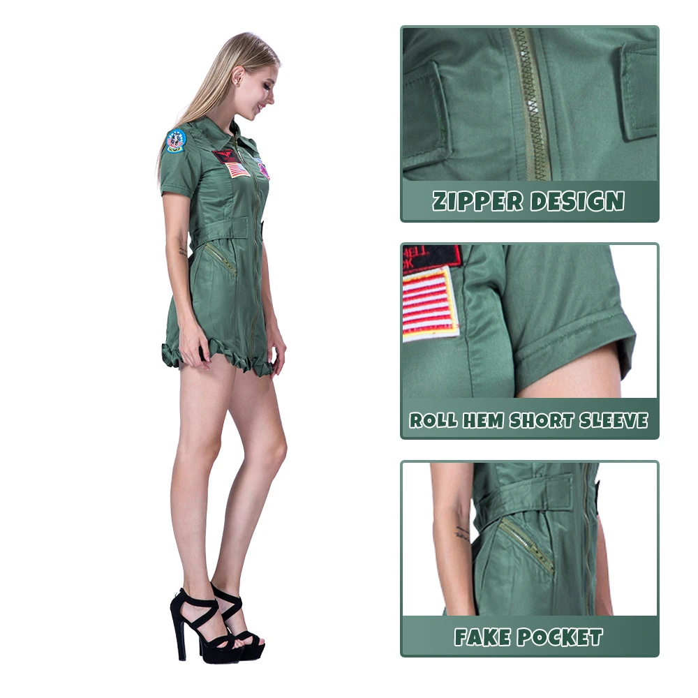 Snailify Women Top Gun Costume Fancy Dress Female Police Uniform Adult Halloween Costume  2021 New Arrival