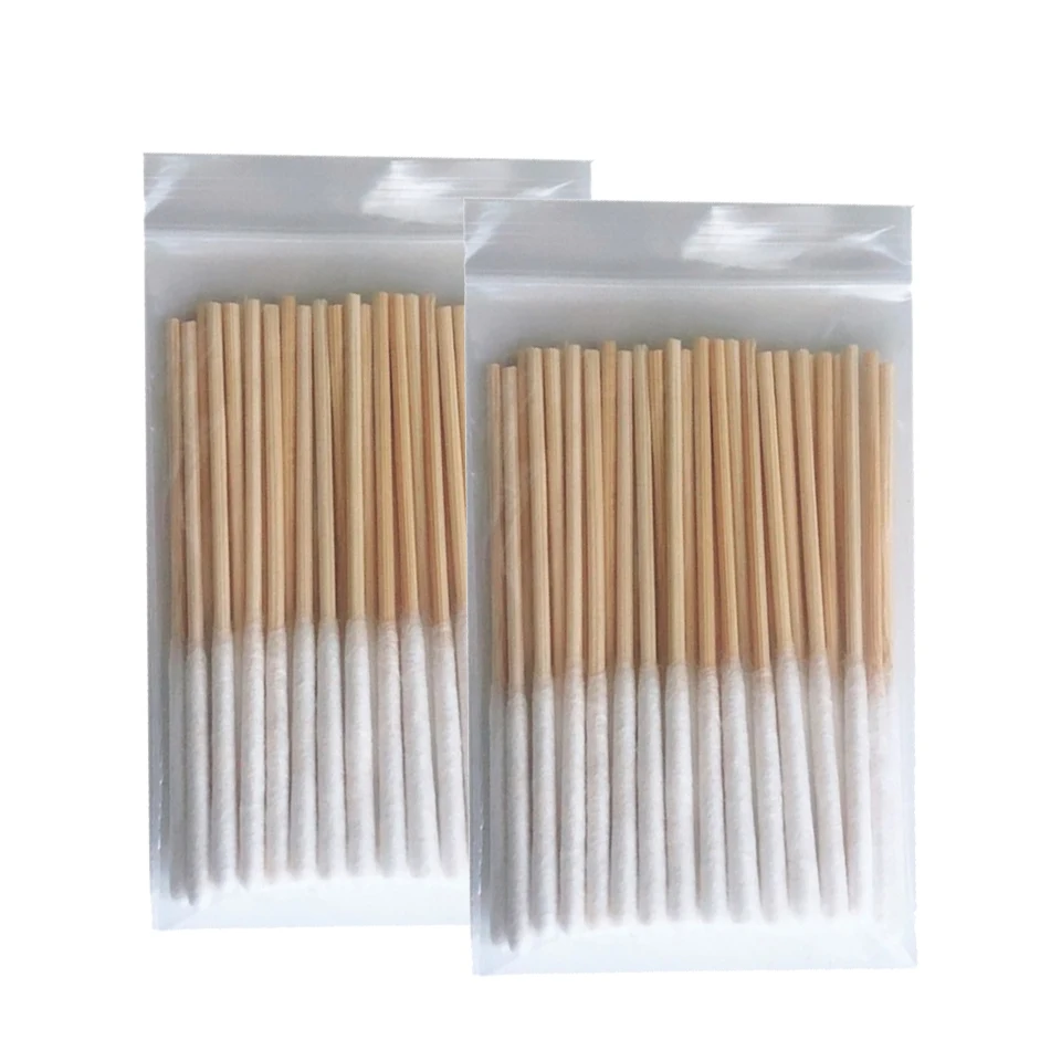 1 Bag 60pcs Bamboo Cotton Stick Swabs Buds With Long Cotton Head For Eyebrow Lips Eyeline Permanent Tattoo Makeup Cosmetics