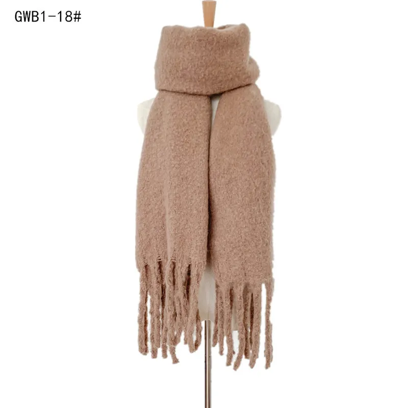 Luxury Winter Scarf Women Cashmere Warm Pashmina Foulard Female Solid Shawls Wraps Thick Soft Bufanda Tassels Scarves Long Stole