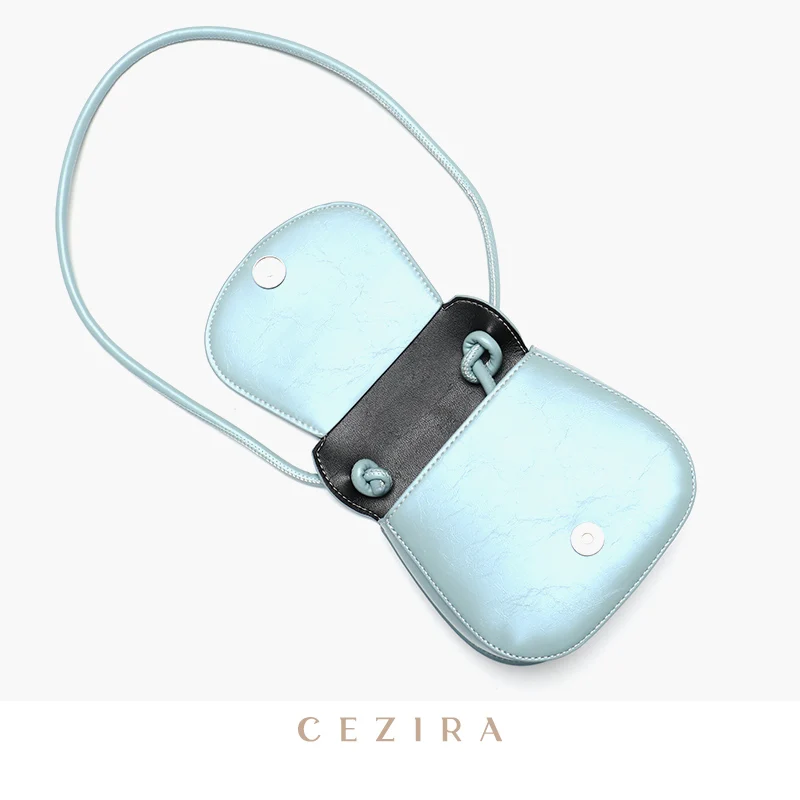 CEZIRA Fashion Women Mini Coin Crossbody Bags PU Leather Saddle Bag Ladies Casual Flap Shoulder Purse Female Messenger Handbags