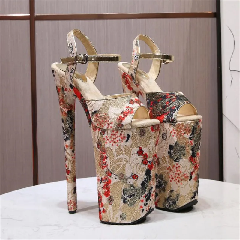 

New ladies high heels sexy women sandals high quality wedding women's shoes stage show 26CM high heels plus size