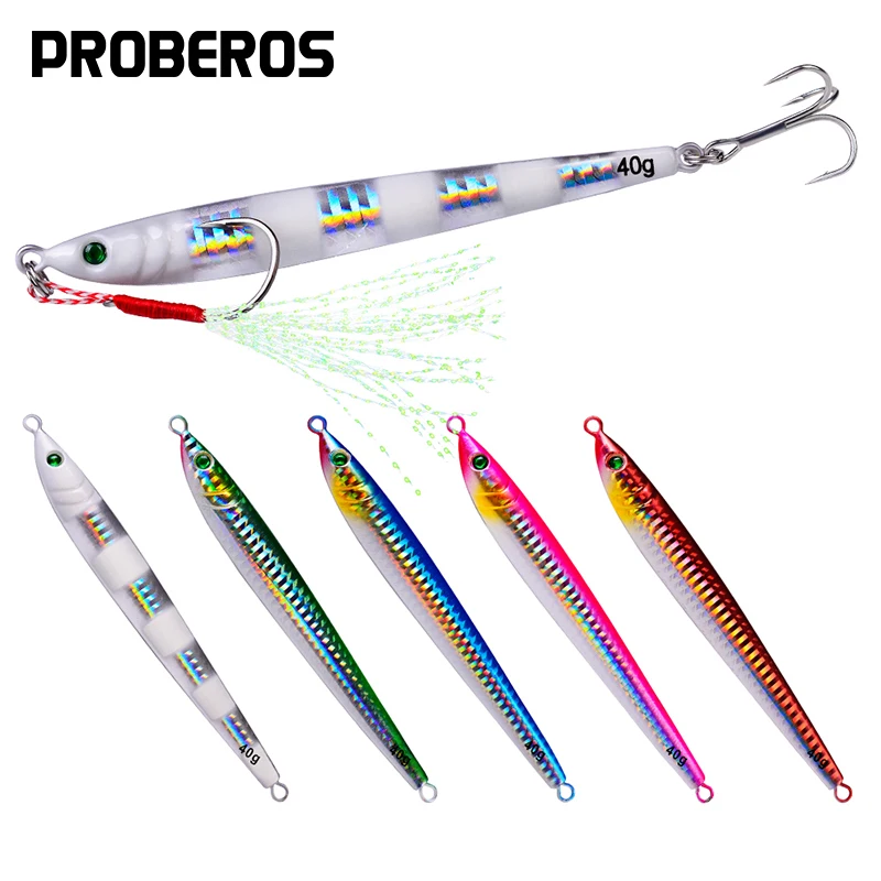 

PROBERO 5pcs/lot Jigging Fish 7g-100g/6cm-13cm Metal Jig Fishing Lure 5 Color Paillette Knife Wobbler Artificial Hard Bait