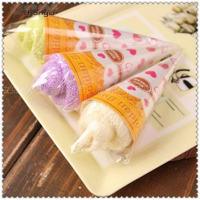 

New fashion Mini ice cream cake towel 20*20cm Square Towel Cake 100% cotton Wedding Birthday Favors gifs free shipping