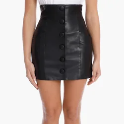 High Street Newest 2024 Designer Skirts Women's Single Breasted Faux Leather Mini Skirt