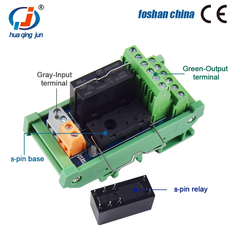 2-Channel 2NO 2NC 8 Pins Hongfa Relay Module JQX-115F DC12V 24V Electromagnetic Relays Modules For PLC Expansion Board