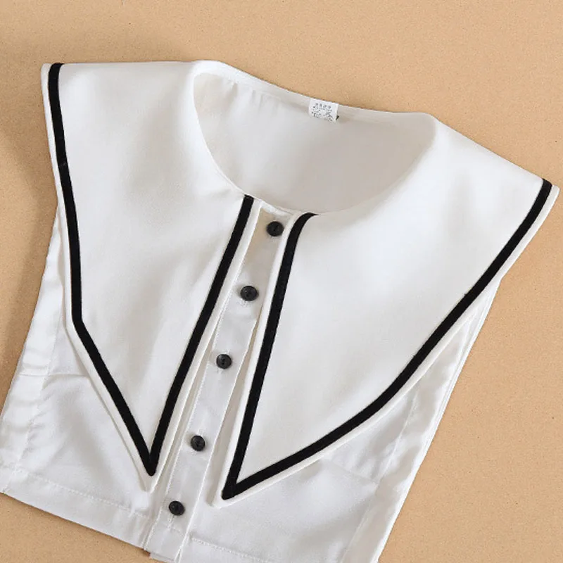 Solapa grande Vintage blanco Collar falso mujeres Collar desmontable cuello falso mujer extraíble Dickie media camisa mujer Faux Col