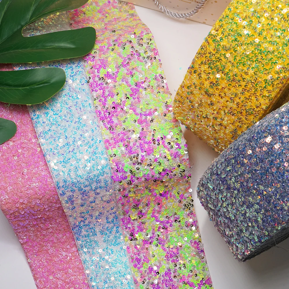 5 Yards 75mm Width Sequin Ribbons For Bows DIY Craft Decoration Packaging Supplies. H5303713