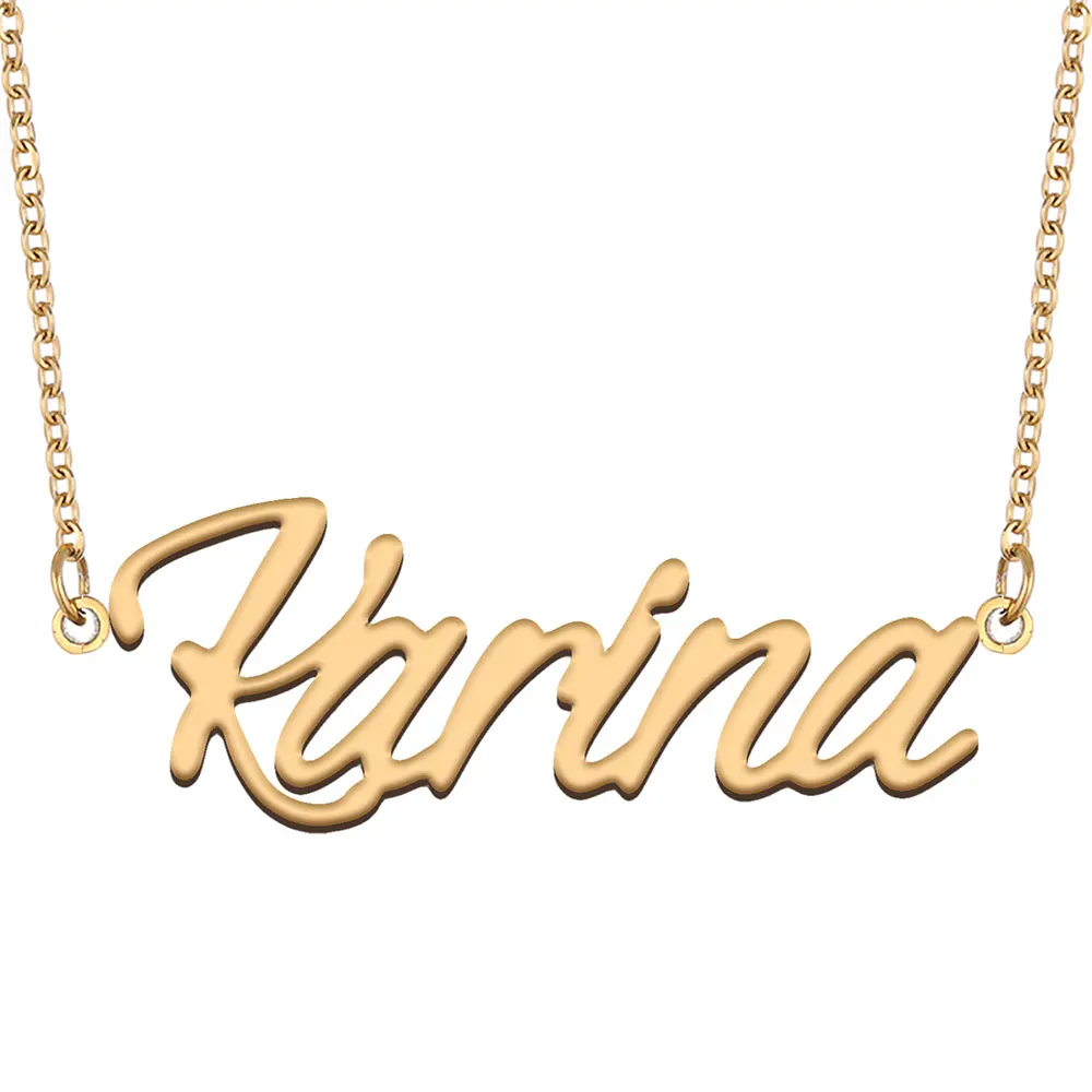 

Karina Name Necklace for Women Personalized Stainless Steel Jewelry Gold Plated Nameplate Pendant Femme Mothers Girlfriend Gift