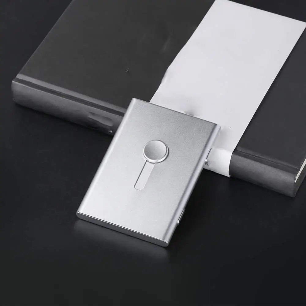 1 Pcs Stainless Steel Business Card Case Business Card Box Thumb-Drive Business Name Credit ID Card Holder Gift For Men Women