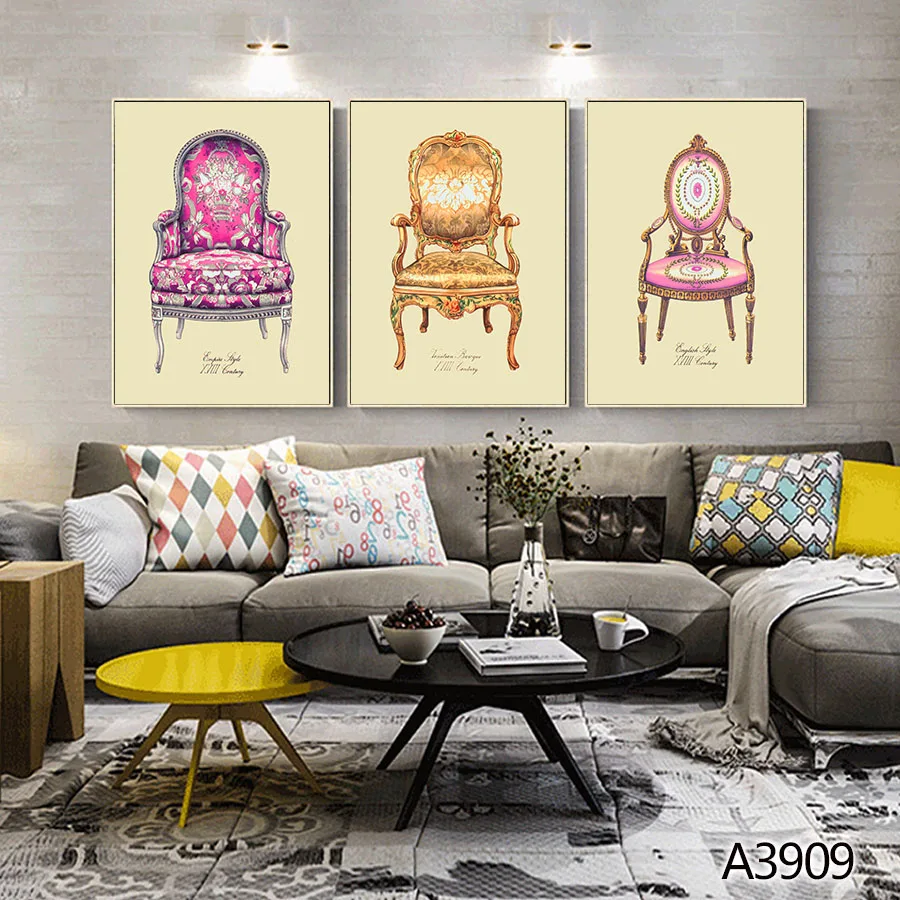 Modern Oil Painting Print on Canvas 3pcs Modular Qing Dynasty Costume Canvas Art Printing Wall Art Picture Painting Home Decor