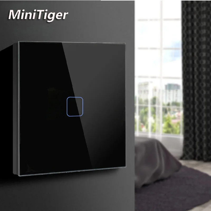 

MiniTiger Touch Switch For LED Light Bulb AC 220V 230V EU/UK Standard 2/1 Gang 1 Way Wall Touch Screen Switch Crystal Glass