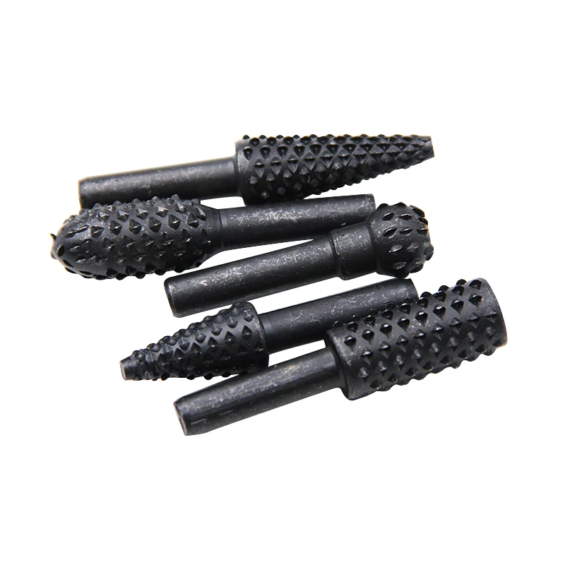 고탄소강 블랙 로터리 버 커터 조각 연삭 비트, 로터리 파일 커터 도구, 목공 DIY, 5 개