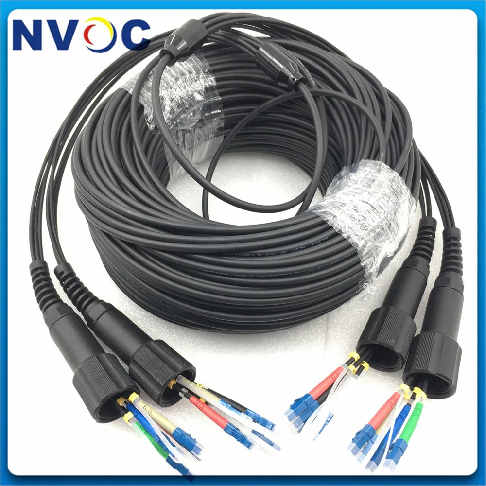 4/6/8/12cores 50M 100M 150M MM OM3-150 OM3-300,LSZH,1Pcs PDLC/UPC to 4C 4Fiber Armored Patch Cord Cable