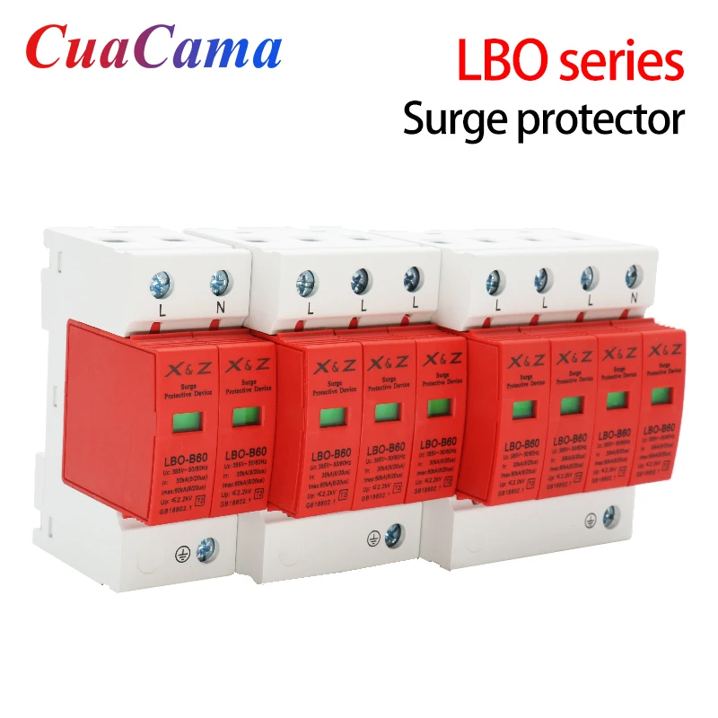 1Pcs AC SPD Surge Protector 2P 3P 4P Low Voltage  Distribution Household Arrester Lightning Protection Device Switch Module LBO