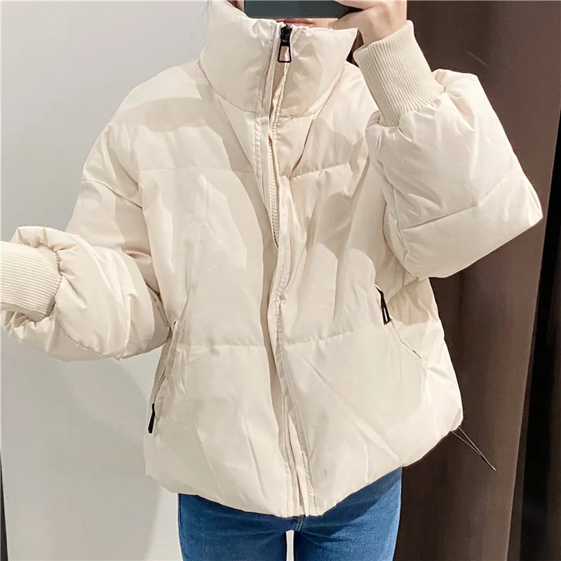 

Autumn-winter women za casual think parka chic lady warm fashion outwear coats female long sleeve zipper solid jacket parkas