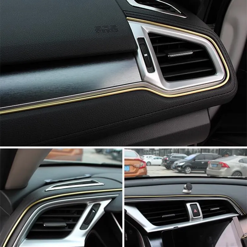 5M (16FT) Gold Car Interior Moulding Trim Car Interior Exterior Decoration Moulding Trim Rubber Seal Protector Fit for Most Car