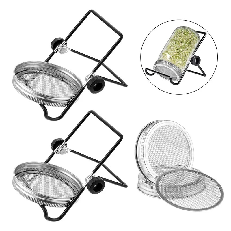 Stainless Steel Sprouting Jar Lids Mesh Strainer Seed Germination Lid Kit Sprout Growing Home Supplies For Wide Mouth Mason Jar