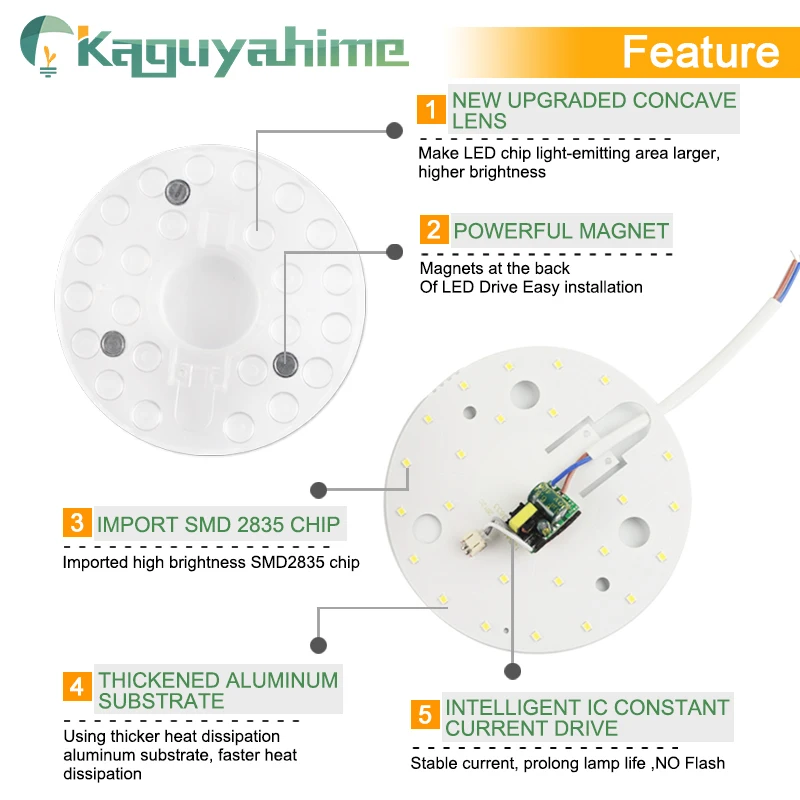 =(K)= Magnetic Source LED Ceiling Lamp 12W 18W 24W 36W 48W 72W 220V Panel Energy Saving Bulb Octopus Board Tube Light LED Module