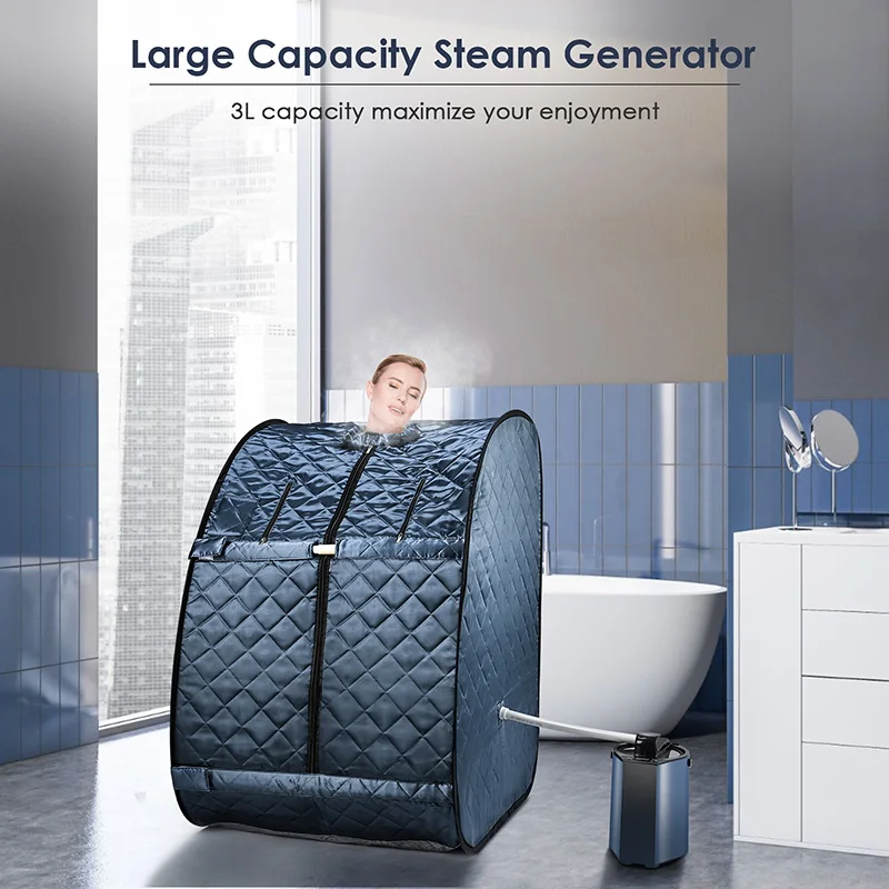 3L 1000W Portable Steamer Sauna Foldable Lightweight Steam Generator for Home Bath Spa with Protection Bag & Chair Body Slimming