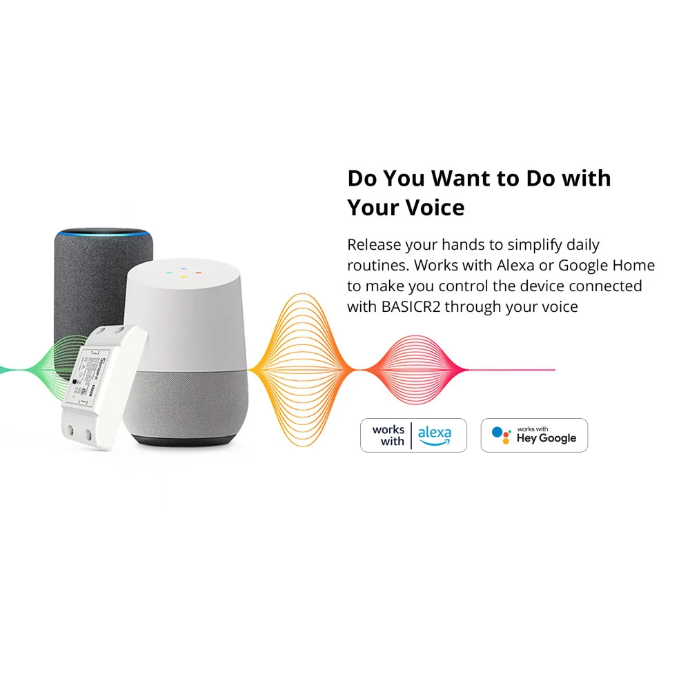 SONOFF BASICR2 RFR2 واي فاي 433 ميجا هرتز لتقوم بها بنفسك مفتاح ذكي وحدة تحكم في الضوء التحكم الصوتي مزامنة الحالة المشهد الذكي عبر eWeLink APP Alexa