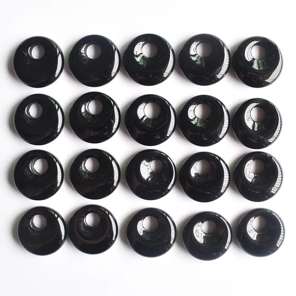 Modische, hochwertige, sortierte Naturstein-Gogo-Donut-Anhänger, Perlen 18mm für Schmuckherstellung, Großhandel 20 Stück/Los, kostenlos. – Detail 5