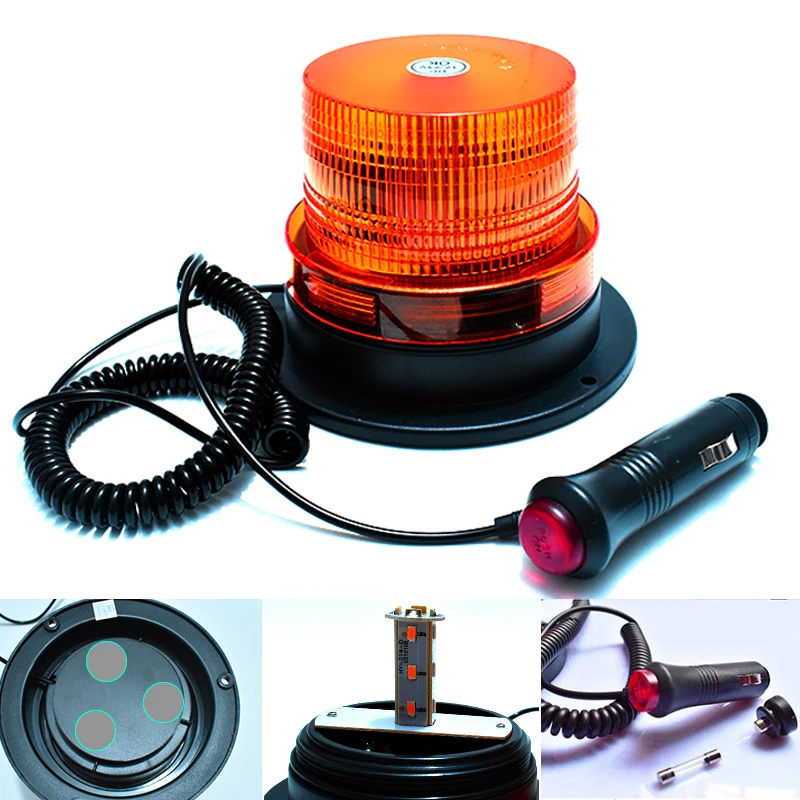 

Car Warning lights 12 LED Magnet Emergency lamp Strobe Beacon Amber light Red Blue Police Flashing for Vehicle truckForklift