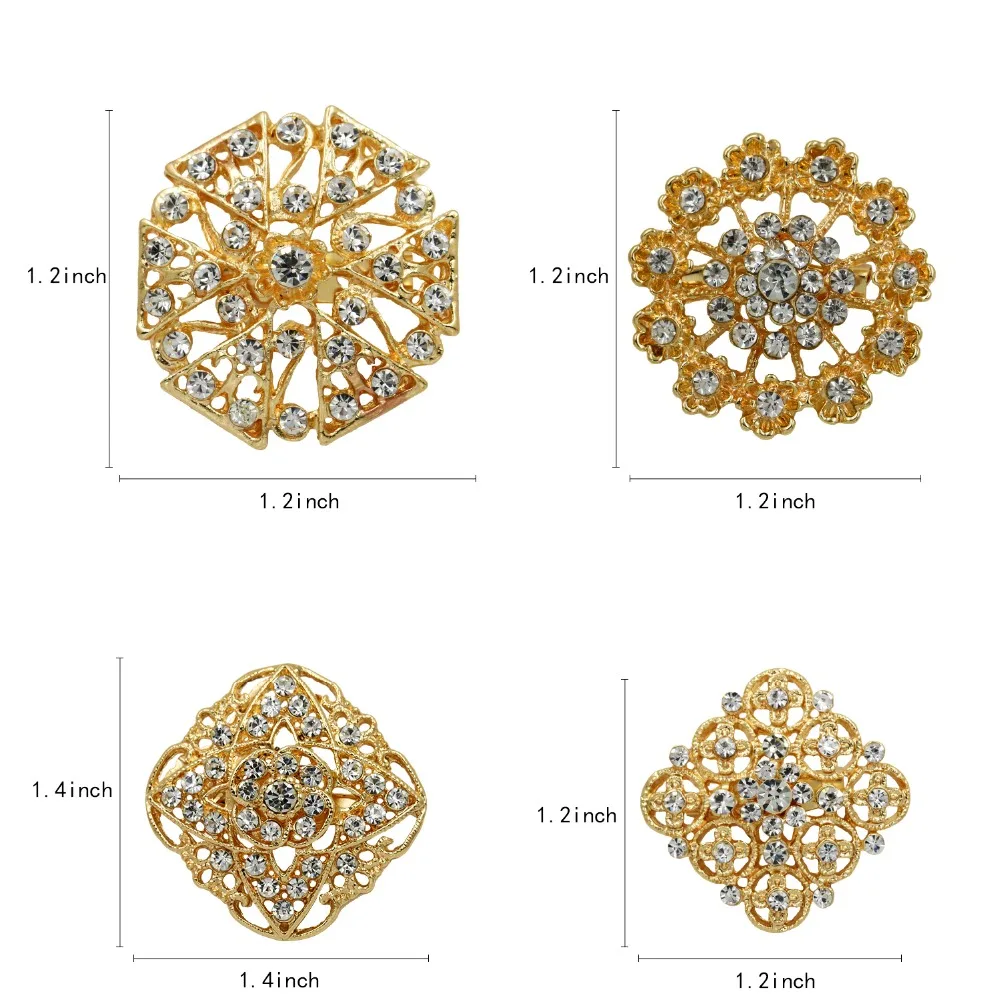 WEIMANJINGDIAN Brand Set of 12 Pcs Crystal Rhinestones Flower Brooches For Wedding Bouquet DIY Crafts Kits