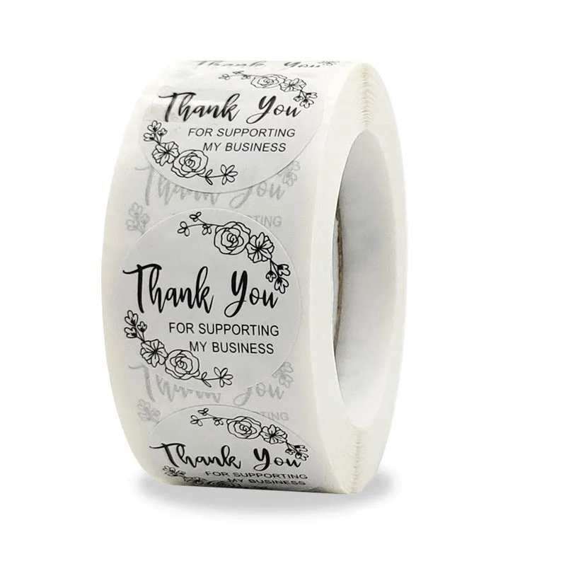 Thank You For Supporting My Business Stickers 25mm Thank You Labels Gift Packaging Sealing Stickers For Wedding Party