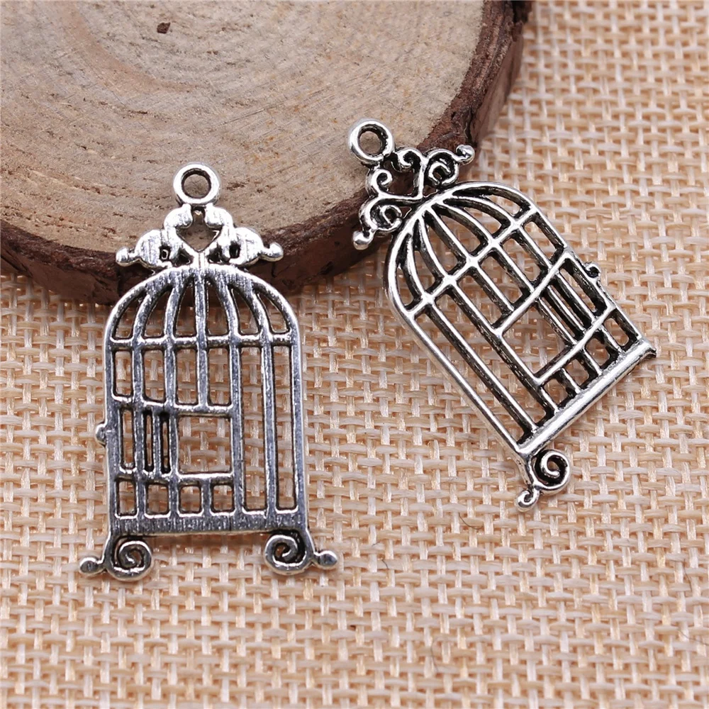 

free shipping 30pcs 34x18mm antique silver birdcage charms diy retro jewelry fit Earring keychain hair card pendant accessories