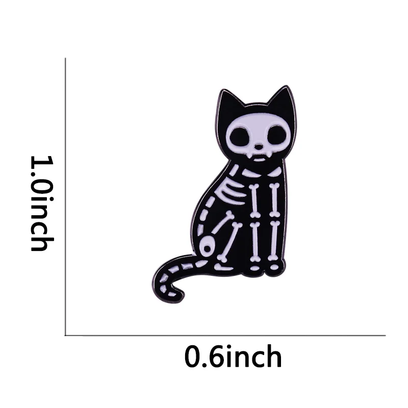 Skeleton Kitty cute spooky X-Ray Dark Cat Animal Bone Radiology Punk Enamel Pin skull art Gothic badge funny Halloween gift