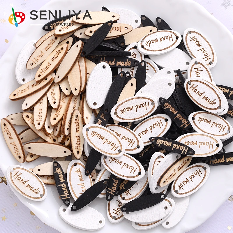 50Pcs/Pack 2Holes 3Colors Wooden Button Oval Shape\