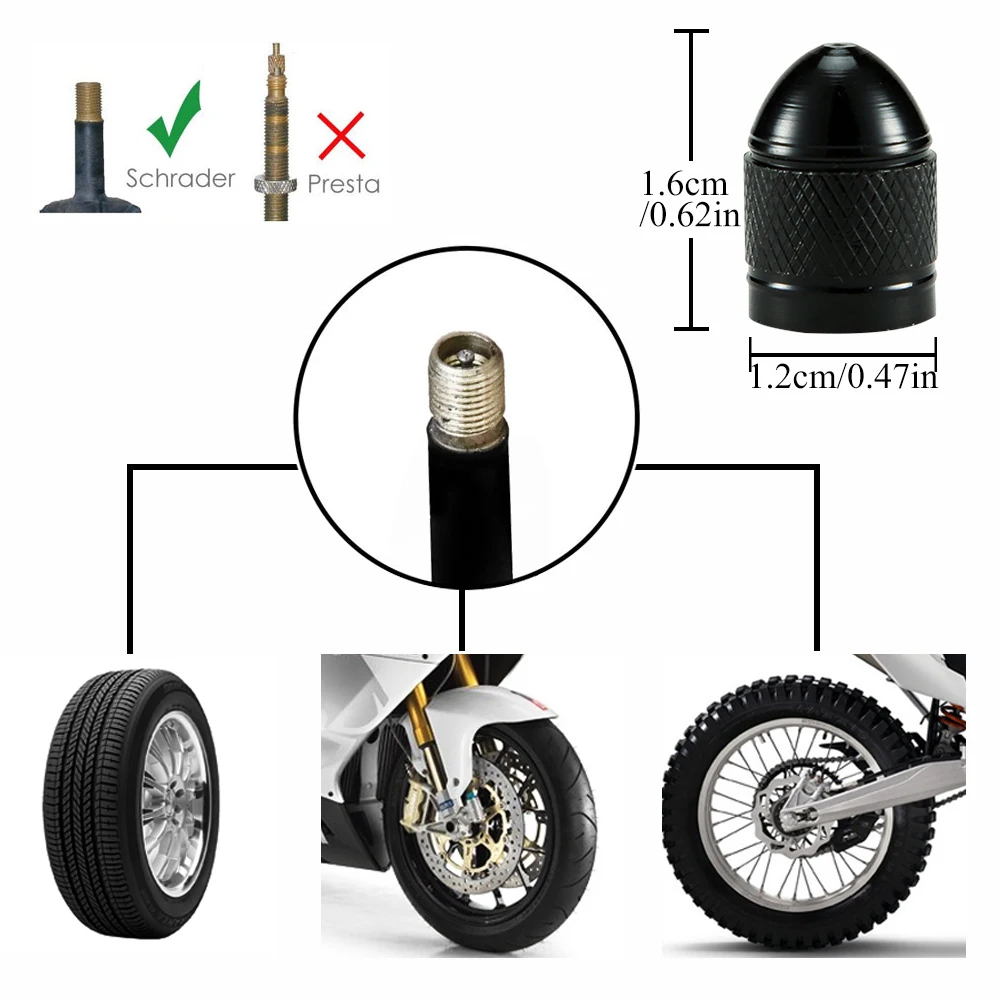 Tampas da haste da válvula do pneu de autcoat 4/8 pces, tampão de alumínio da válvula do pneu, tampas universais da haste para carros caminhões