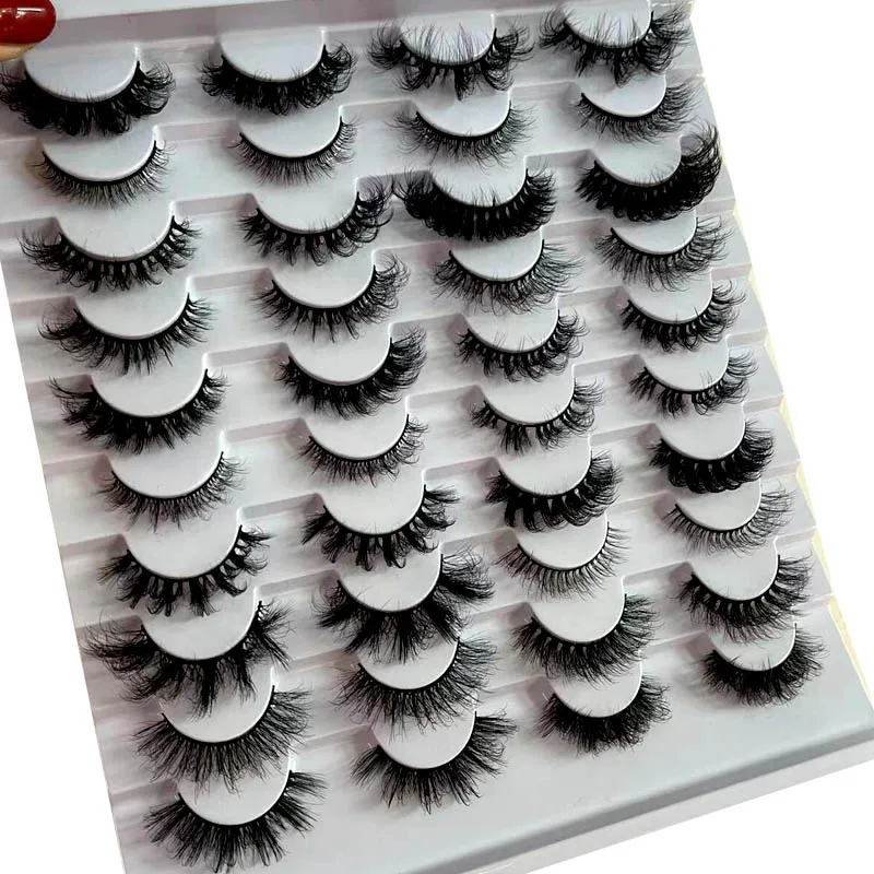 New 20 Pairs Fluffy Lashes Mix length 3D Mink Lashes Long Thick Natural False Eyelashes Wholesale Lashes Makeup Mink Eyelashes