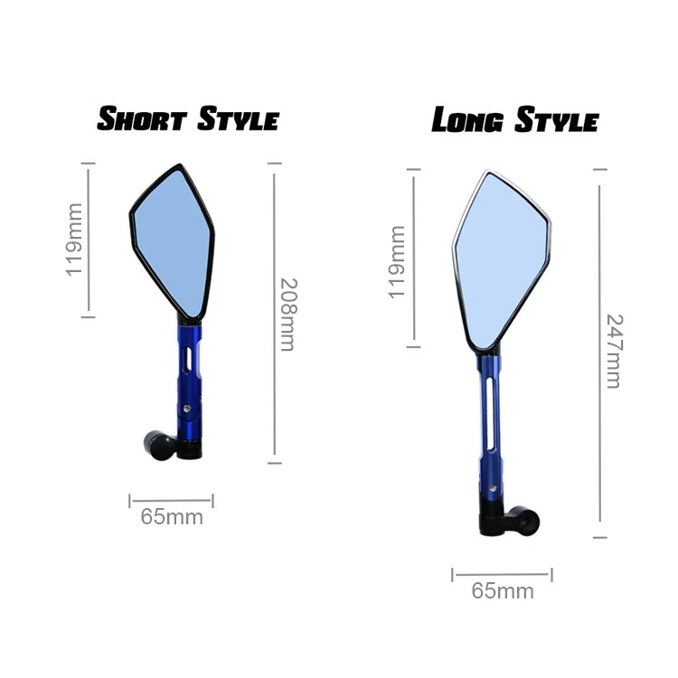 Universal CNC Aluminum Motorcycle Handlebar Rear View Mirrors Blue Anti-glare Mirror for Honda Yamaha Suzuki Scooter ktm