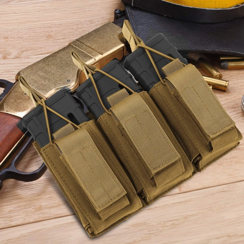 Tactical MOLLE Triple Magazine etui 9mm/5.56mm karabin pistolet Mag etui na M4 AR 15 AK Glock 17 19 M9 Nylon polowanie Mag torba