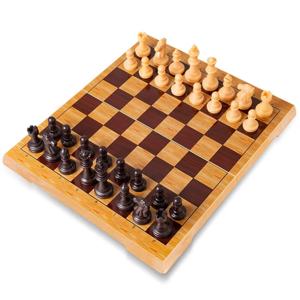 2019 New Chess Portable Travel Chess Set Plastic Chess Game Plastic Chess Pieces Folding Chessboard as Gift Toy I66