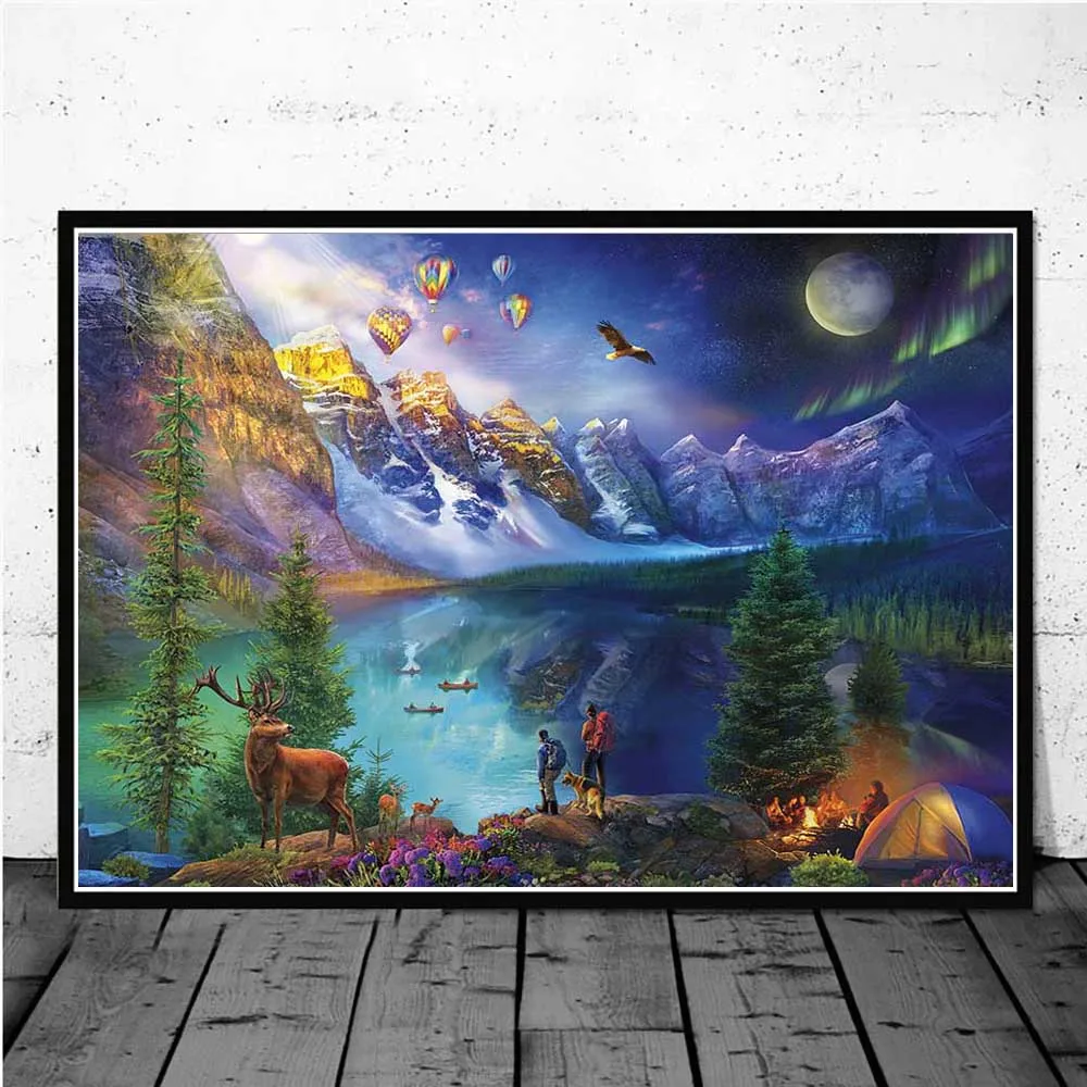 Lake Moraine Journey Night Aurora Landscape full diamond 5D DIY diamond painting kit diamond cross stitch embroidery I27