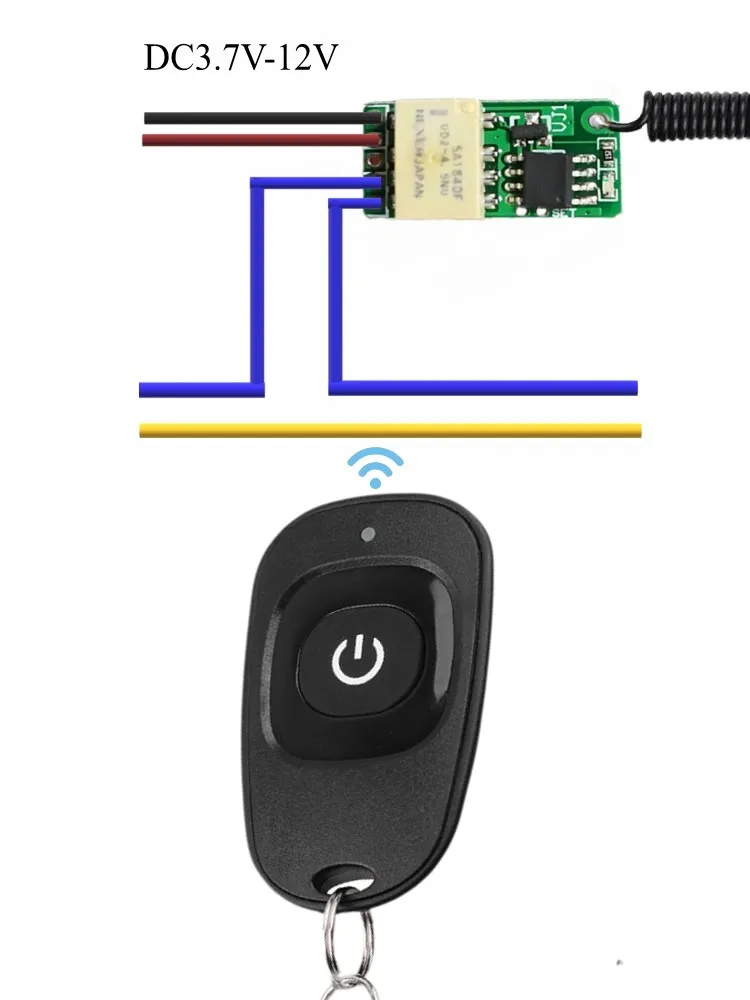 Push Button Saving Mini Relay Contact RF Wireless Switches3.7v4.2v5v6v7.4v9v12v 433 Smart Home Small Tiny Remote Switches ASK