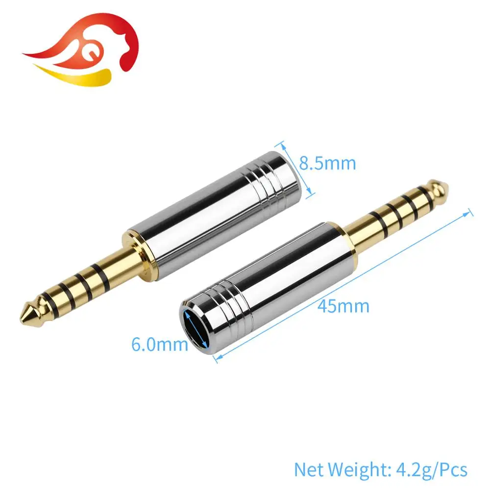 QYFANG 4.4mm Audio Jack 5 Poles Stereo No Steps Earphone Balanced Plug Metal Adapter Bright Shell Wire Connector For Headphone