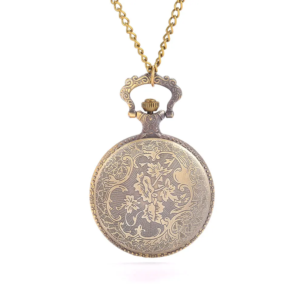 8828Elephant hollow fashion trend copper color pocket watch Creative retro gift value exquisite pocket watch