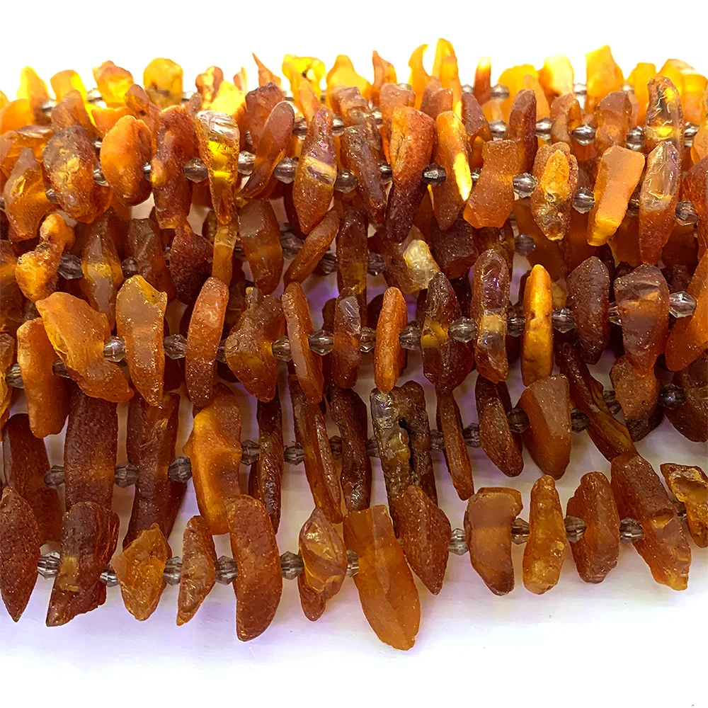 Veemake Orange Amber Natural Gemstones DIY Raw Mineral Nugget Free Form Loose Rough Matte Beads Jewelry Design Making 07345